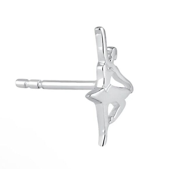 New Sterling Silver Ballerina Stud Earrings - Picture 3 of 5